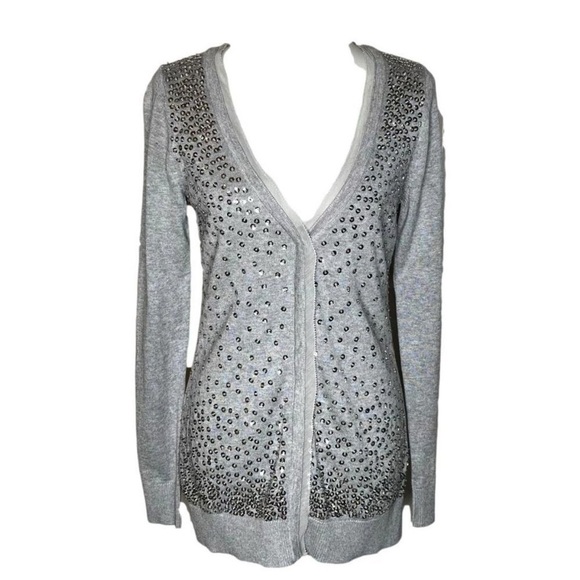 White House Black Market Sweaters - White House Black Market Silver Studded Cardigan